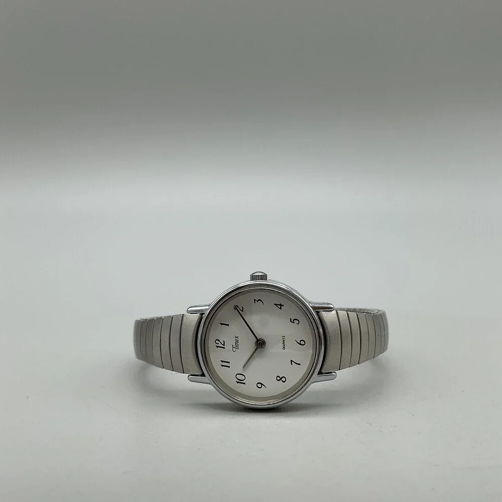 Timex Womens Watch 23mm White Dial Silver Tone Expansion Band New Battery